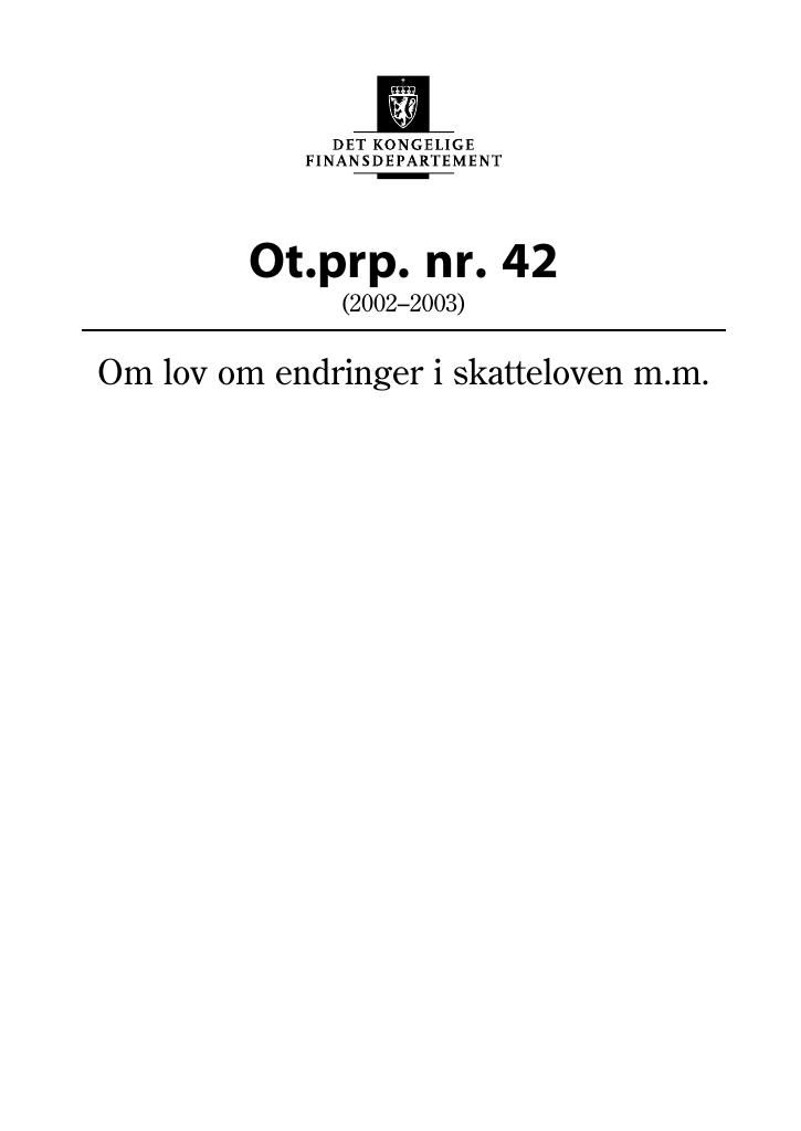 Forsiden av dokumentet Ot.prp. nr. 42 (2002-2003)