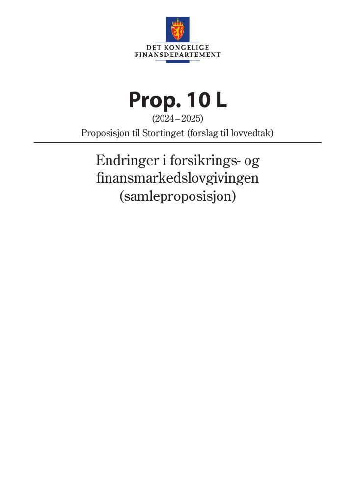 Forsiden av dokumentet Prop. 10 L (2024–2025)