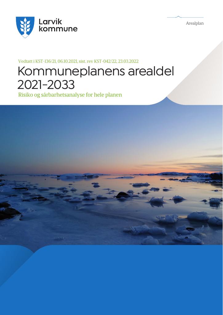 Forsiden av dokumentet Kommuneplanens arealdel 2021-2033 : risiko og sårbarhetsanalyse for hele planen