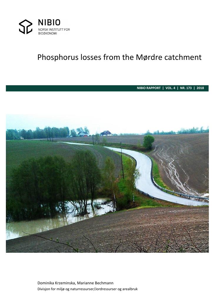 Forsiden av dokumentet Phosphorus losses from the Mørdre catchment