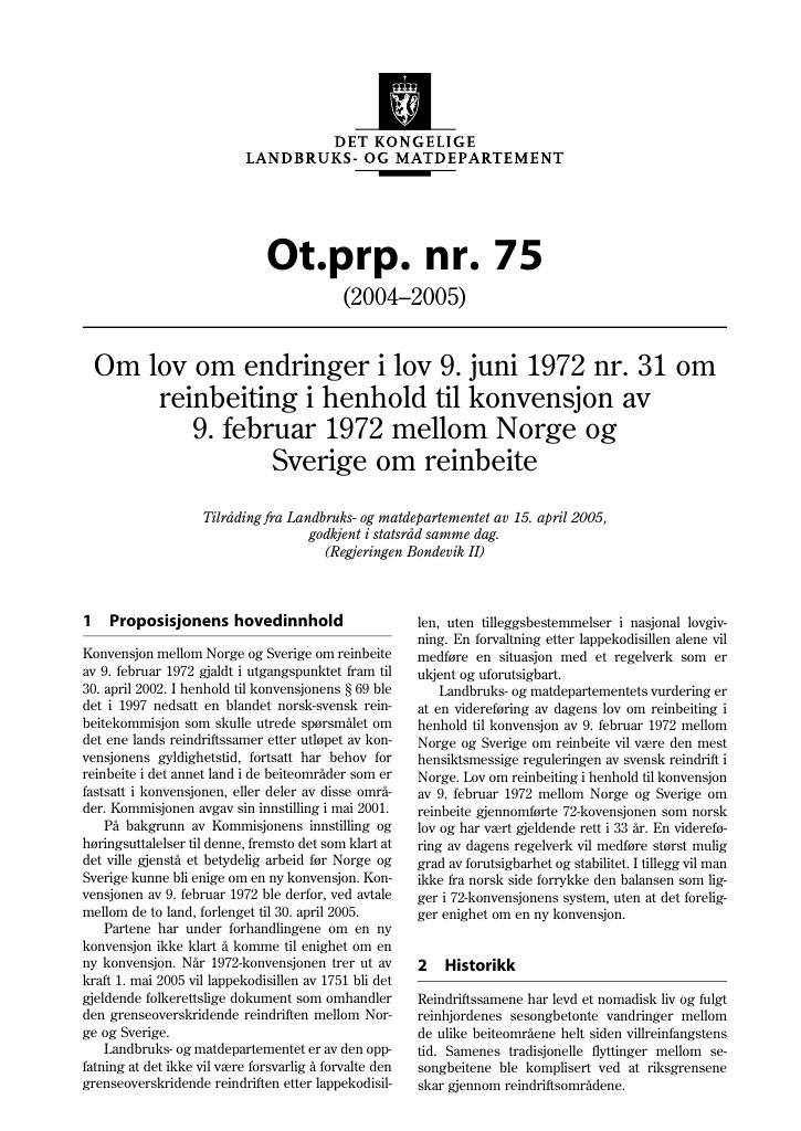 Forsiden av dokumentet Ot.prp. nr. 75 (2004-2005)