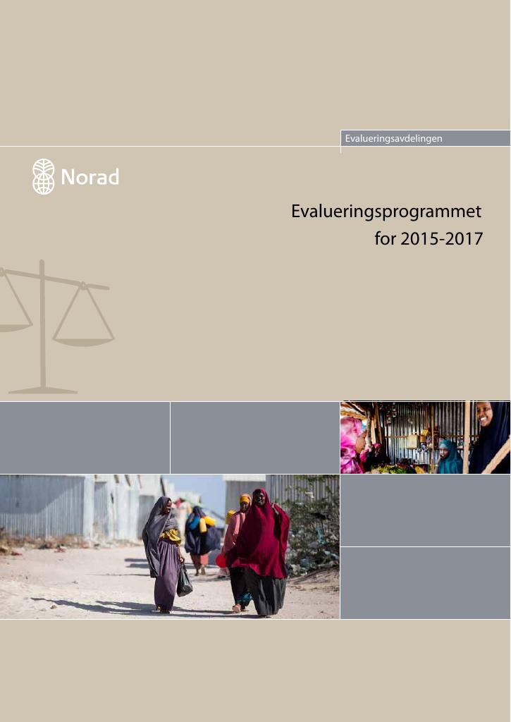 Forsiden av dokumentet Evalueringsprogram 2015-2017
