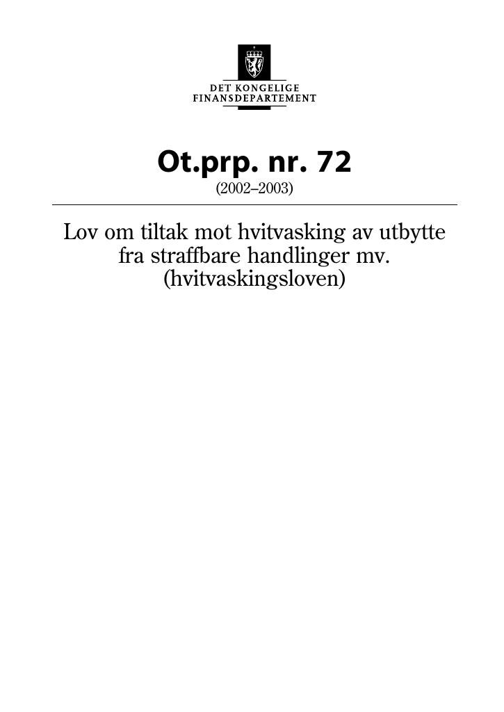Forsiden av dokumentet Ot.prp. nr. 72 (2002-2003)