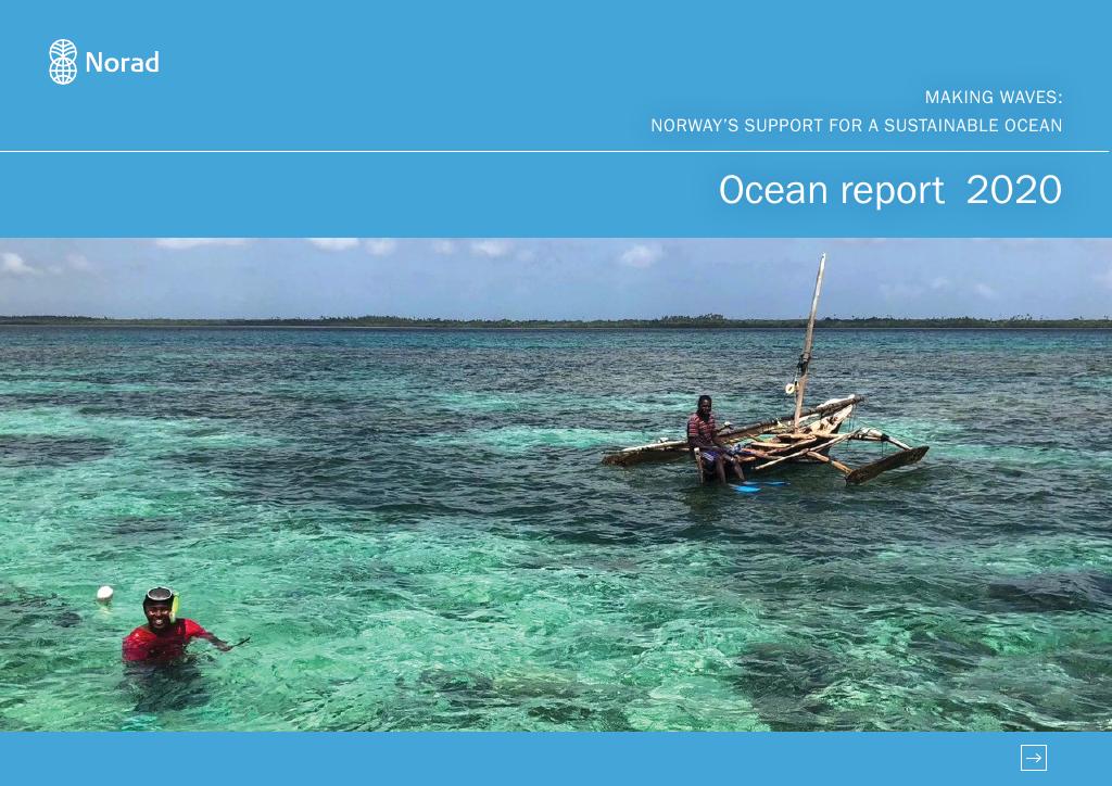 Forsiden av dokumentet Making Waves: Norway’s Support for a Sustainable Ocean. Ocean report 2020.