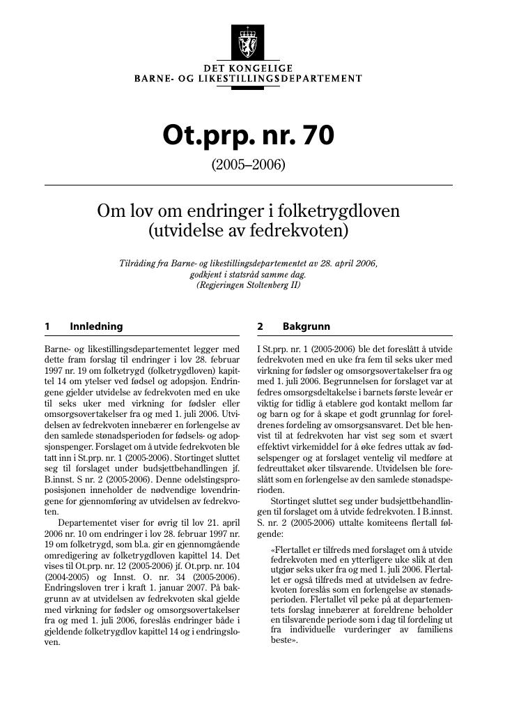 Forsiden av dokumentet Ot.prp. nr. 70 (2005-2006)