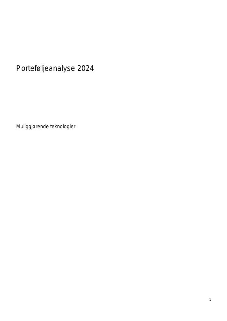 Forsiden av dokumentet Porteføljeanalyse for Muliggjørende teknologier 2024