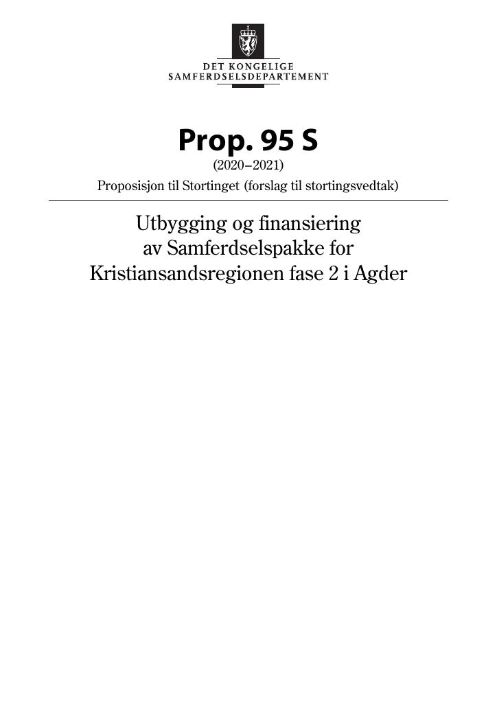 Forsiden av dokumentet Prop. 95 S (2020–2021)