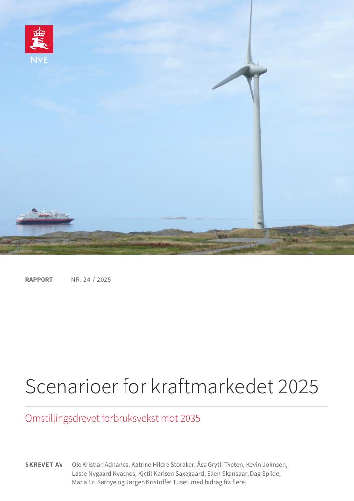 Forsiden av dokumentet Scenarioer for kraftmarkedet 2025