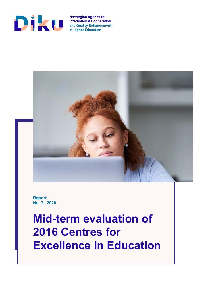 Forsiden av dokumentet Mid-term evaluation of  2016 Centres for  Excellence in Education