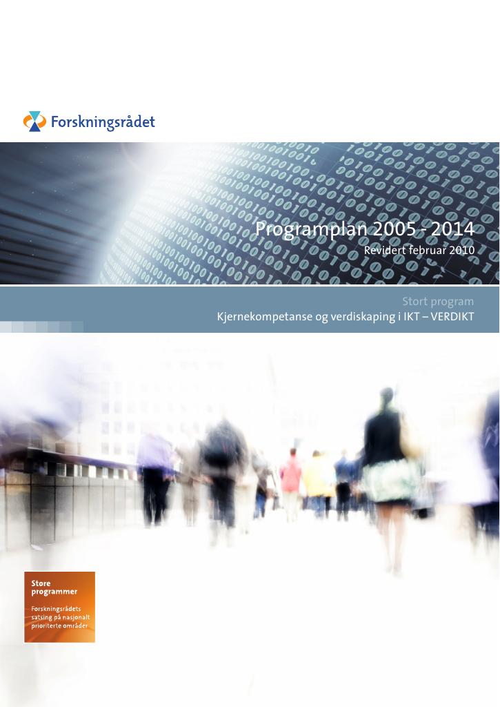 Forsiden av dokumentet Programplan - VERDIKT 2010