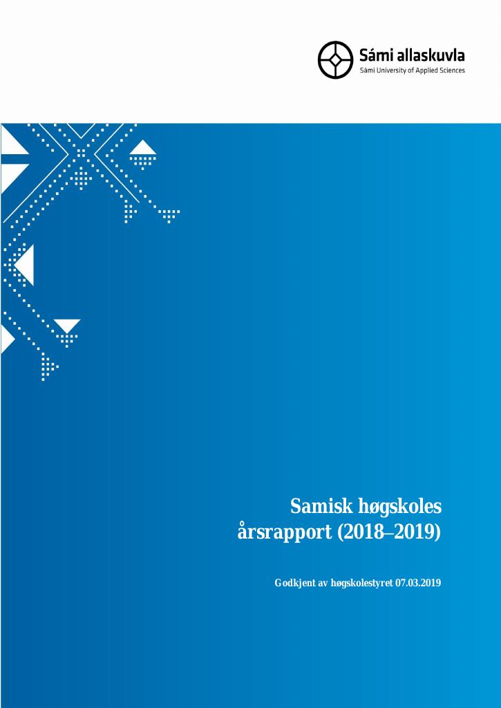 Forsiden av dokumentet Årsrapport Samisk høgskole 2018