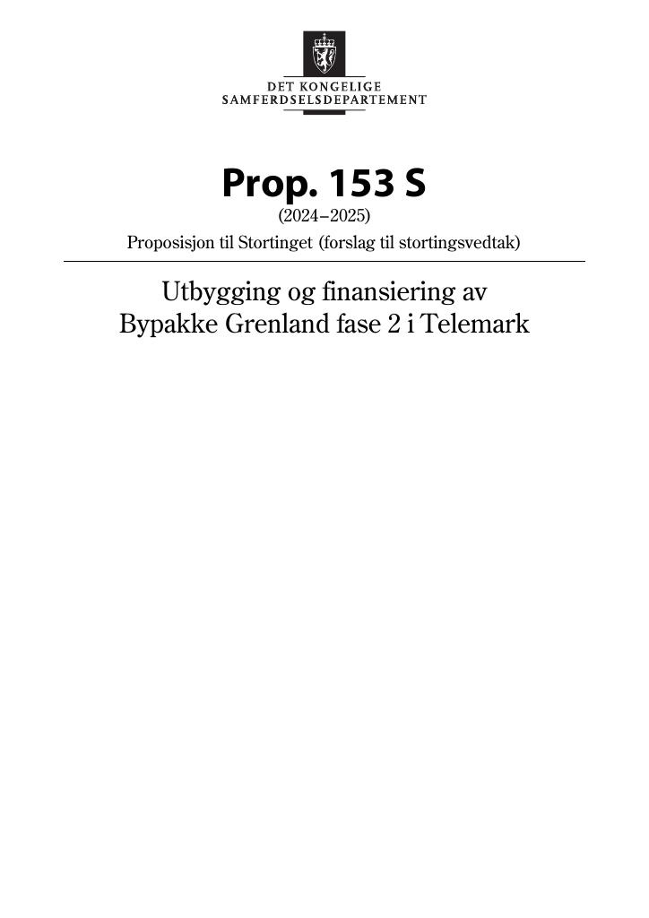 Forsiden av dokumentet Prop. 153 S (2024–2025)