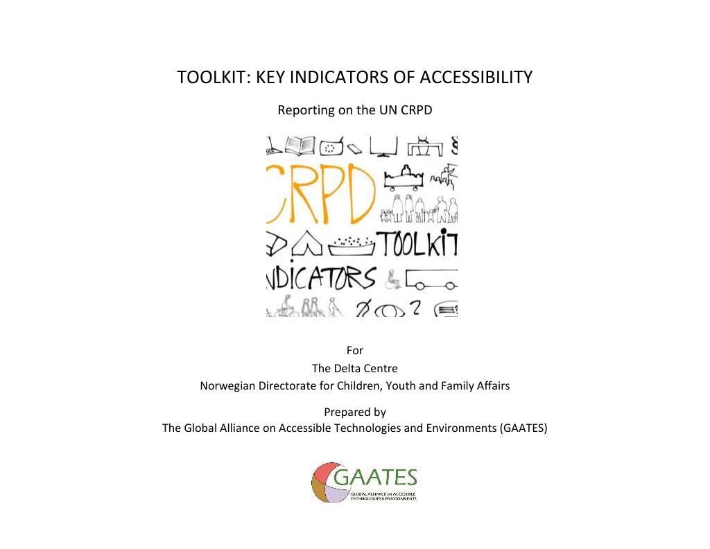 Forsiden av dokumentet TOOLKIT: KEY INDICATORS OF ACCESSIBILITY