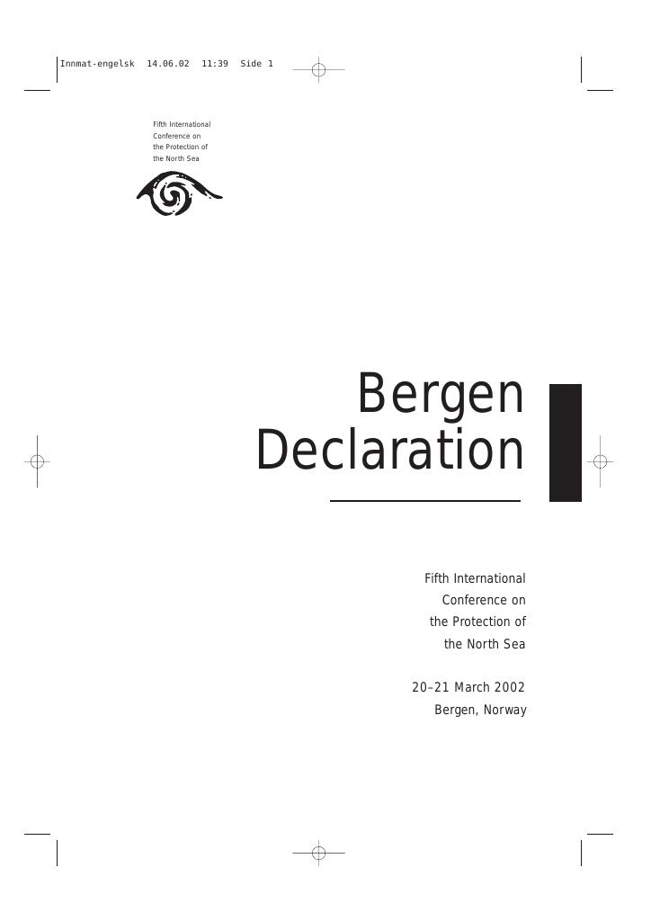 Forsiden av dokumentet Bergen Declaration