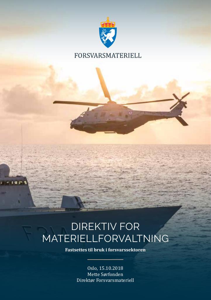 Forsiden av dokumentet direktiv for materiellforvaltning 2018