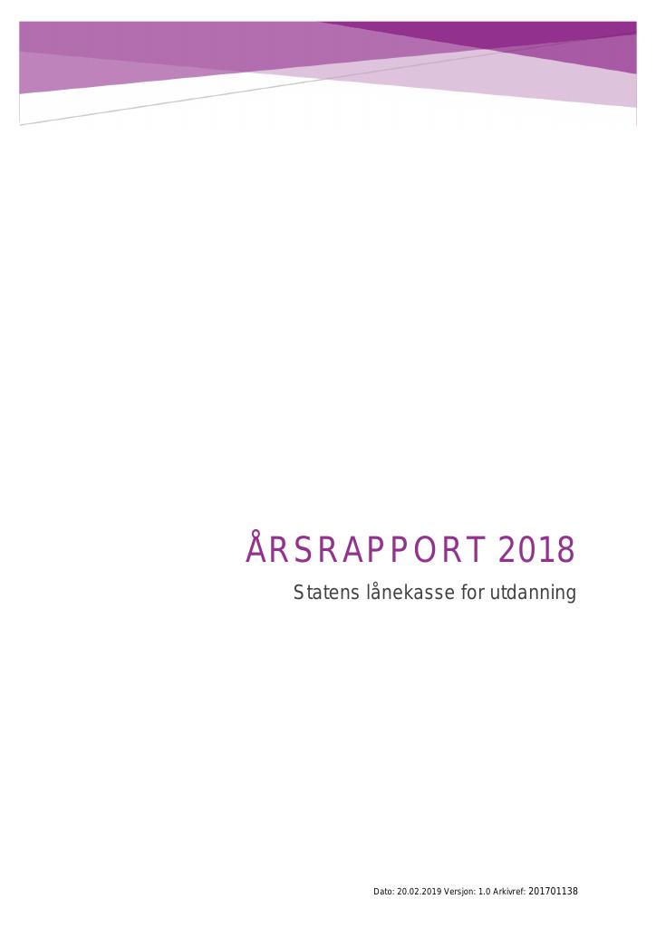 Forsiden av dokumentet Årsrapport Lånekassen 2018