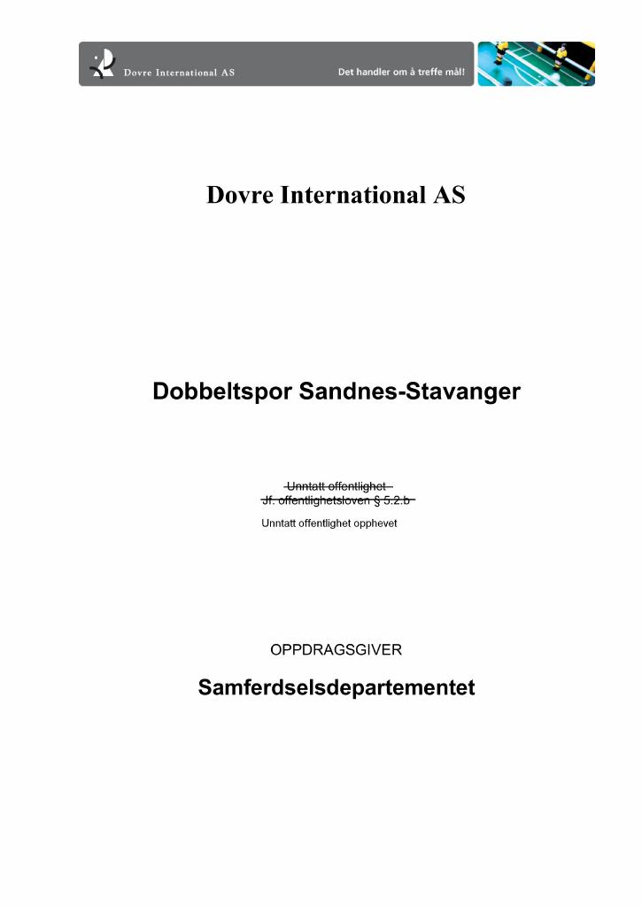 Forsiden av dokumentet Dobbeltspor Sandnes-Stavanger