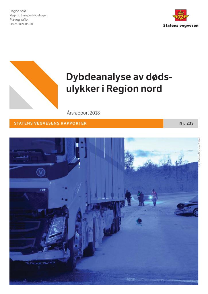 Forsiden av dokumentet Dybdeanalyse av dødsulykker i Region nord