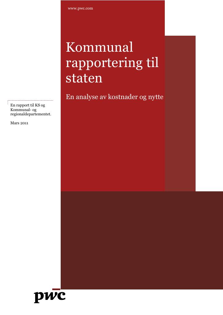 Forsiden av dokumentet Kommunal rapportering til staten