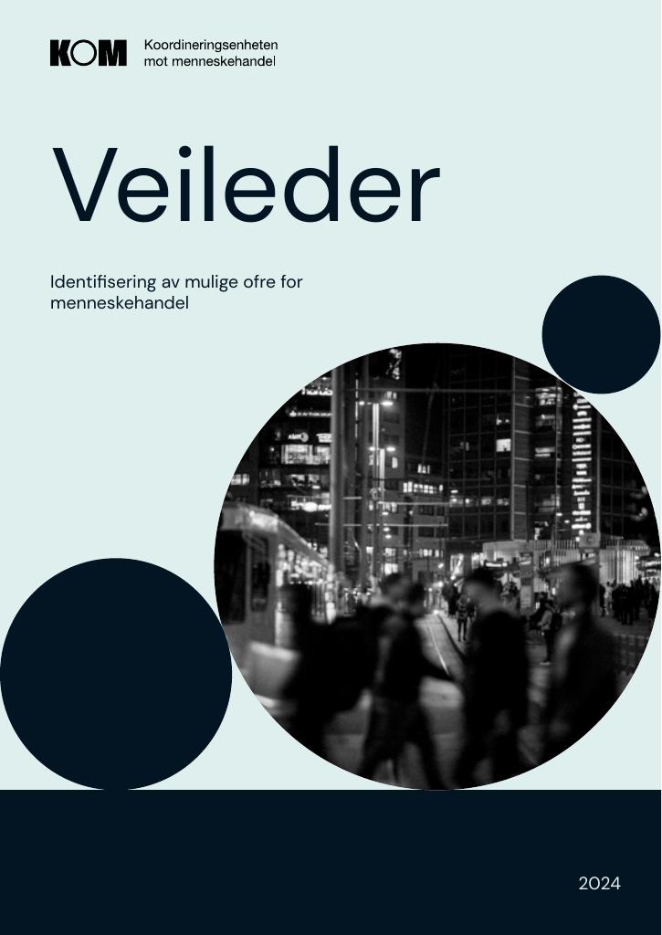 Forsiden av dokumentet Veileder: Identifisering av mulige ofre for menneskehandel