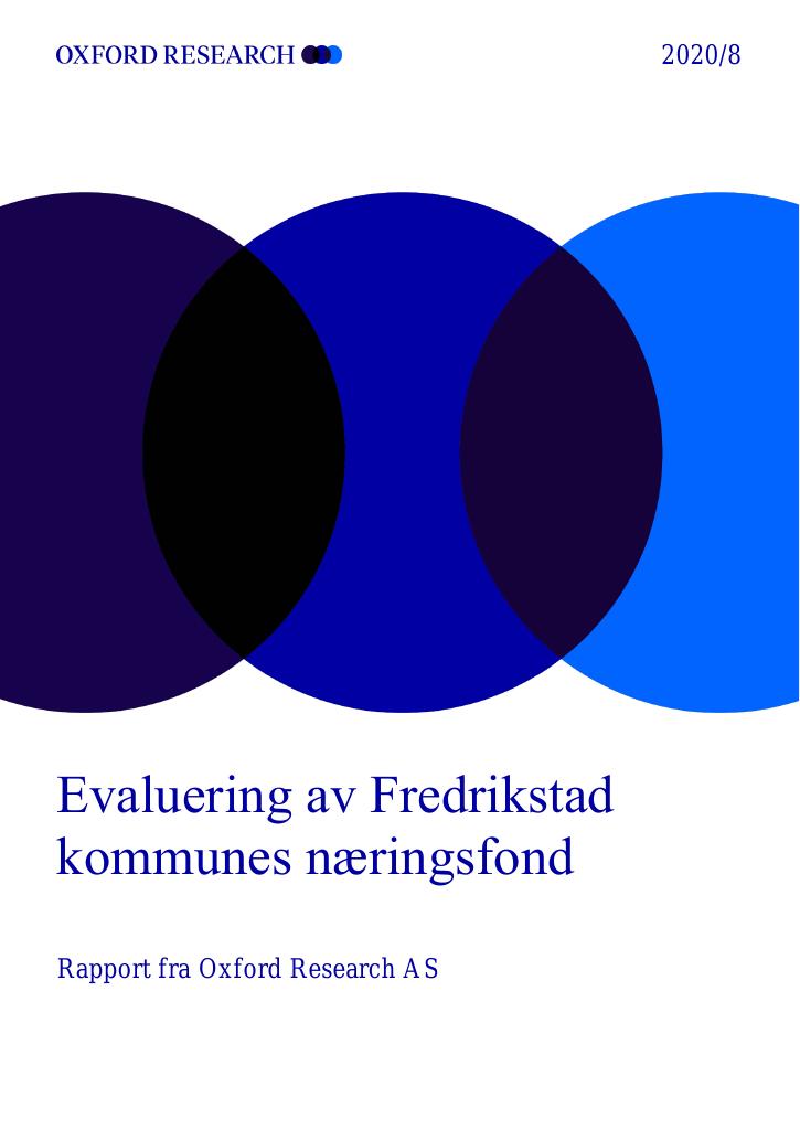Forsiden av dokumentet Evaluering av Fredrikstad kommunes næringsfond