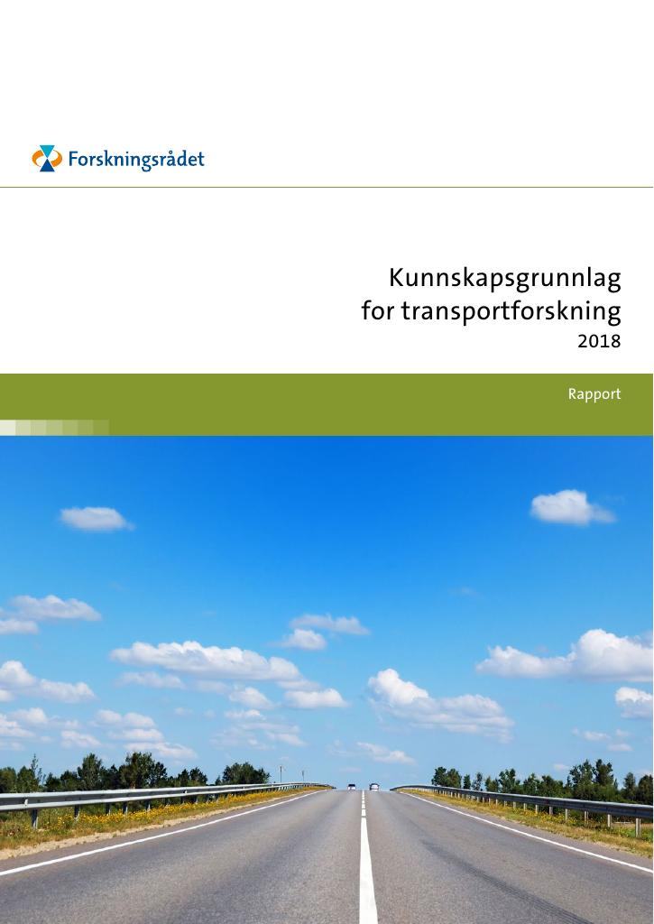 Forsiden av dokumentet Kunnskapsgrunnlag for transportforskning 2018