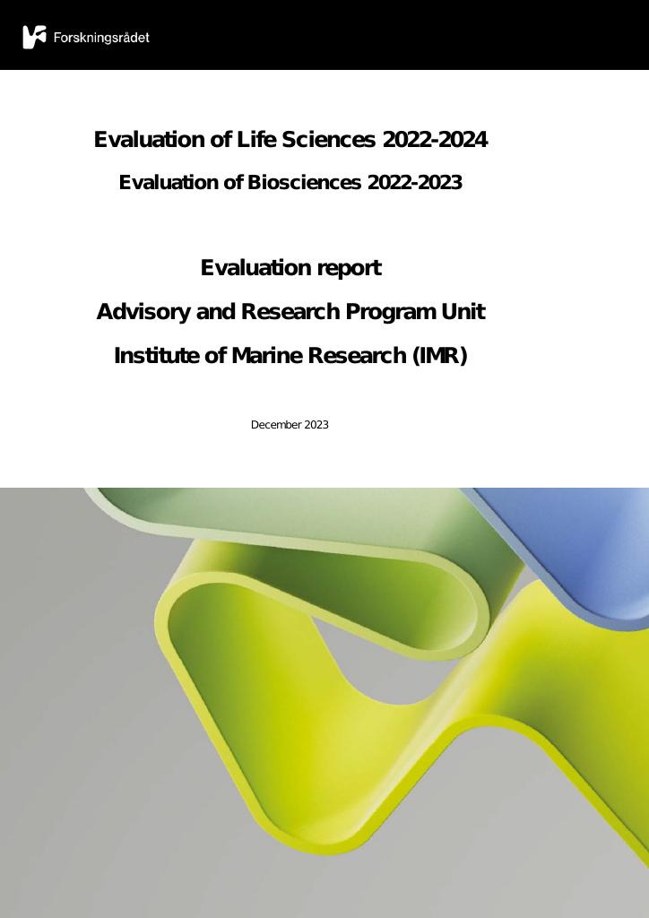 Forsiden av dokumentet Evaluation of Life Sciences 2022-2024 Evaluation of Biosciences 2022-2023