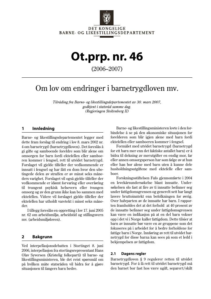 Forsiden av dokumentet Ot.prp. nr. 46 (2006-2007)