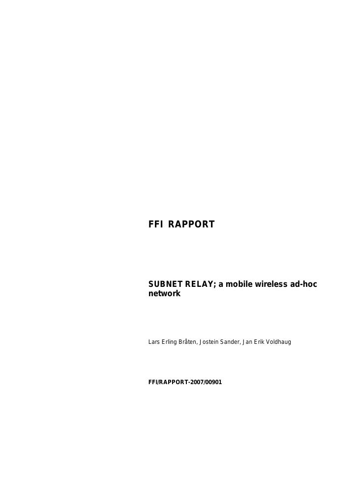 Forsiden av dokumentet Subnet Relay : a mobile wireless ad-hoc network