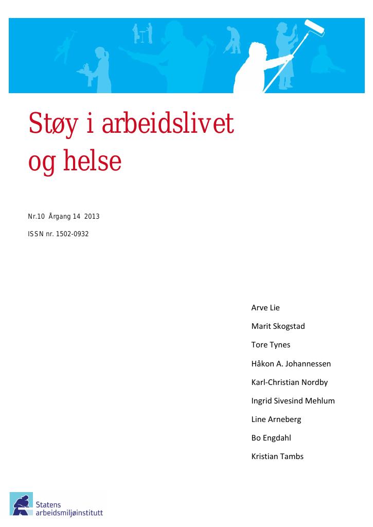 Forsiden av dokumentet Støy i arbeidslivet og helse