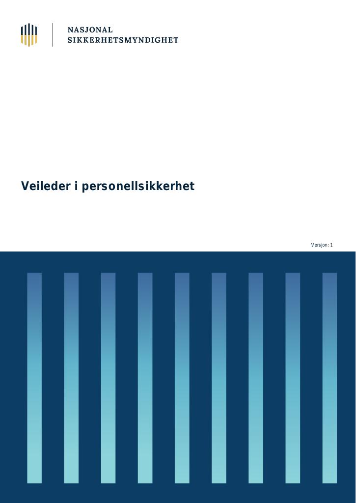 Forsiden av dokumentet Veileder i personellsikkerhet