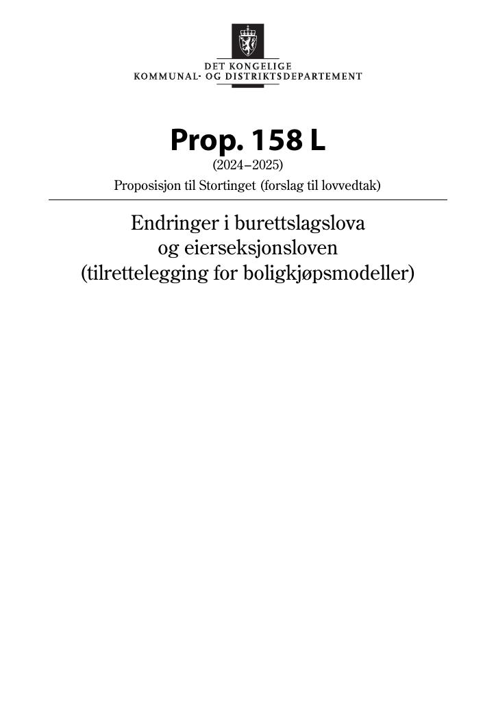 Forsiden av dokumentet Prop. 158 L (2024–2025)