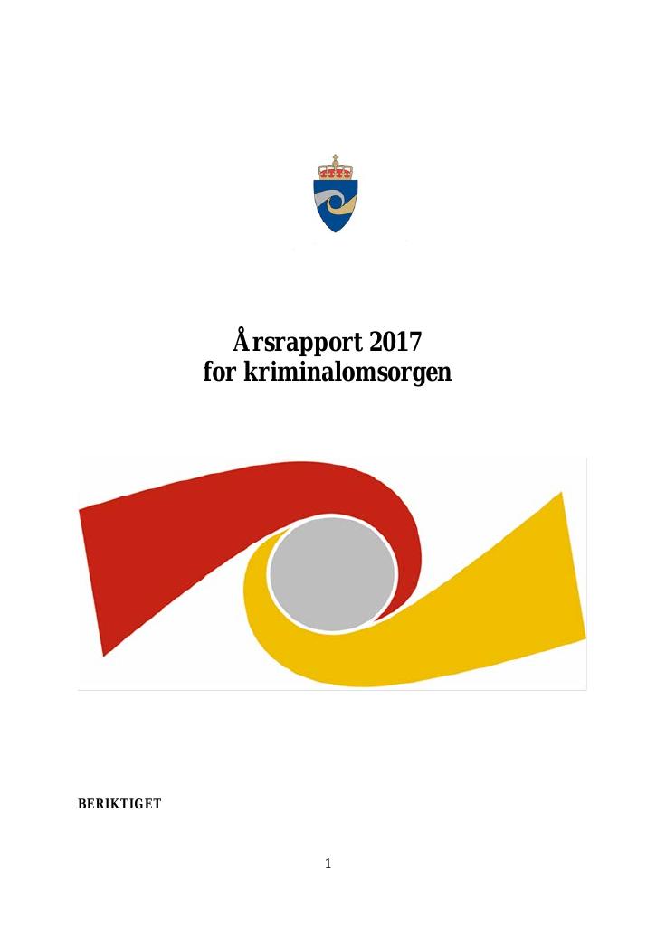 Forsiden av dokumentet Årsrapport Kriminalomsorgen 2017