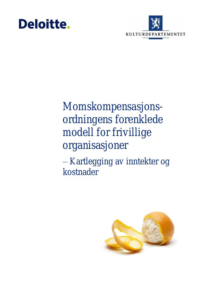 Forsiden av dokumentet Momskompensasjonsordningens forenklede modell for frivillige organisasjoner