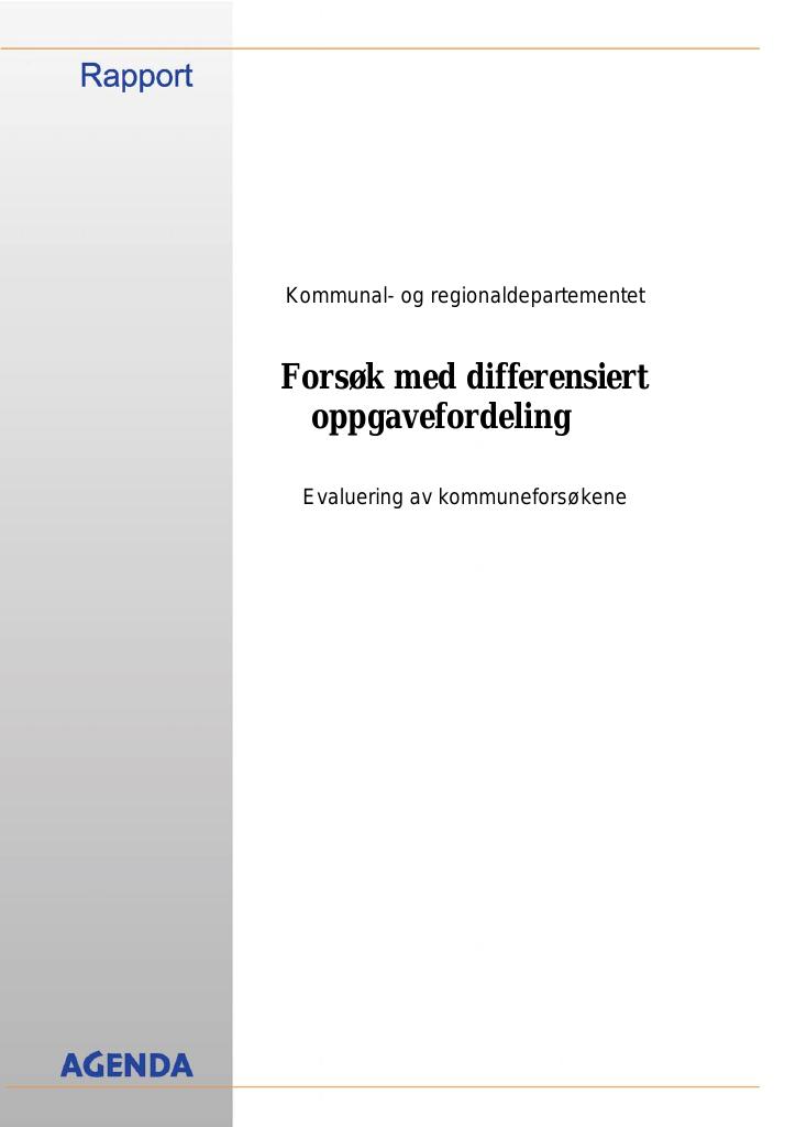 Forsiden av dokumentet Forsøk med differensiert oppgavefordeling