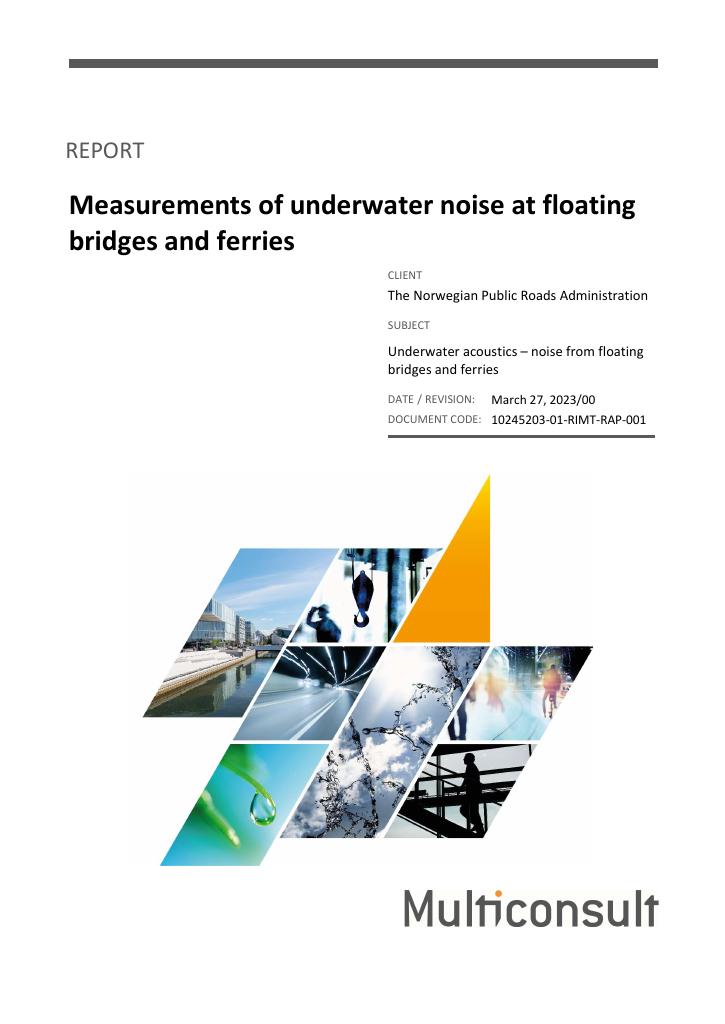 Forsiden av dokumentet Measurements of underwater noise at floating bridges and ferries