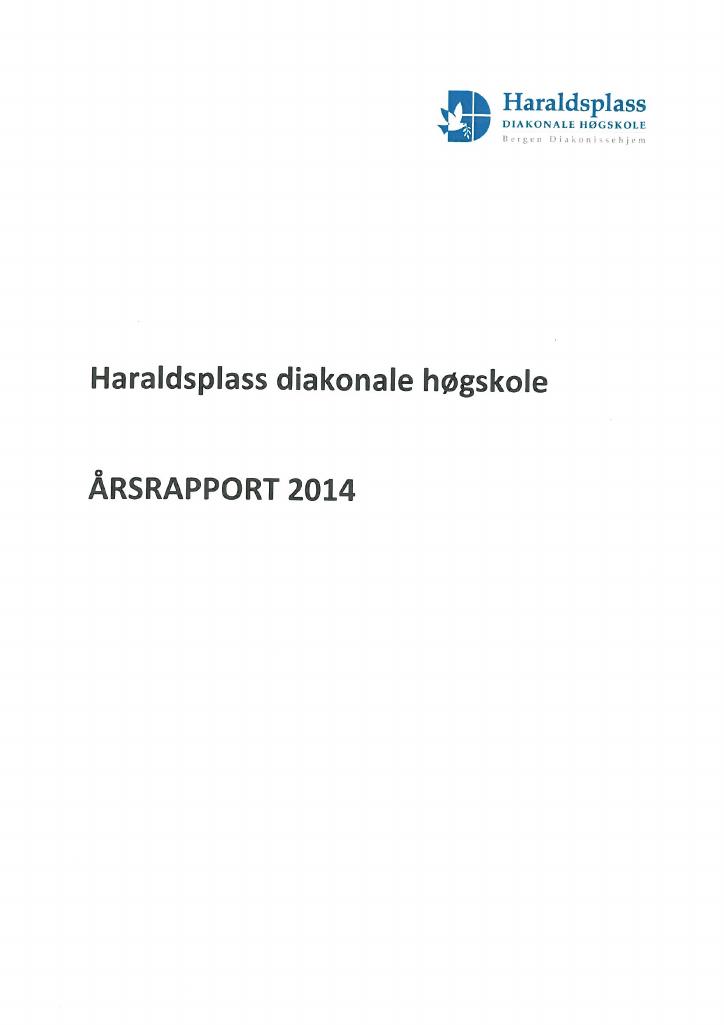 Forsiden av dokumentet Årsrapport Haraldsplass diakonale høgskole 2014