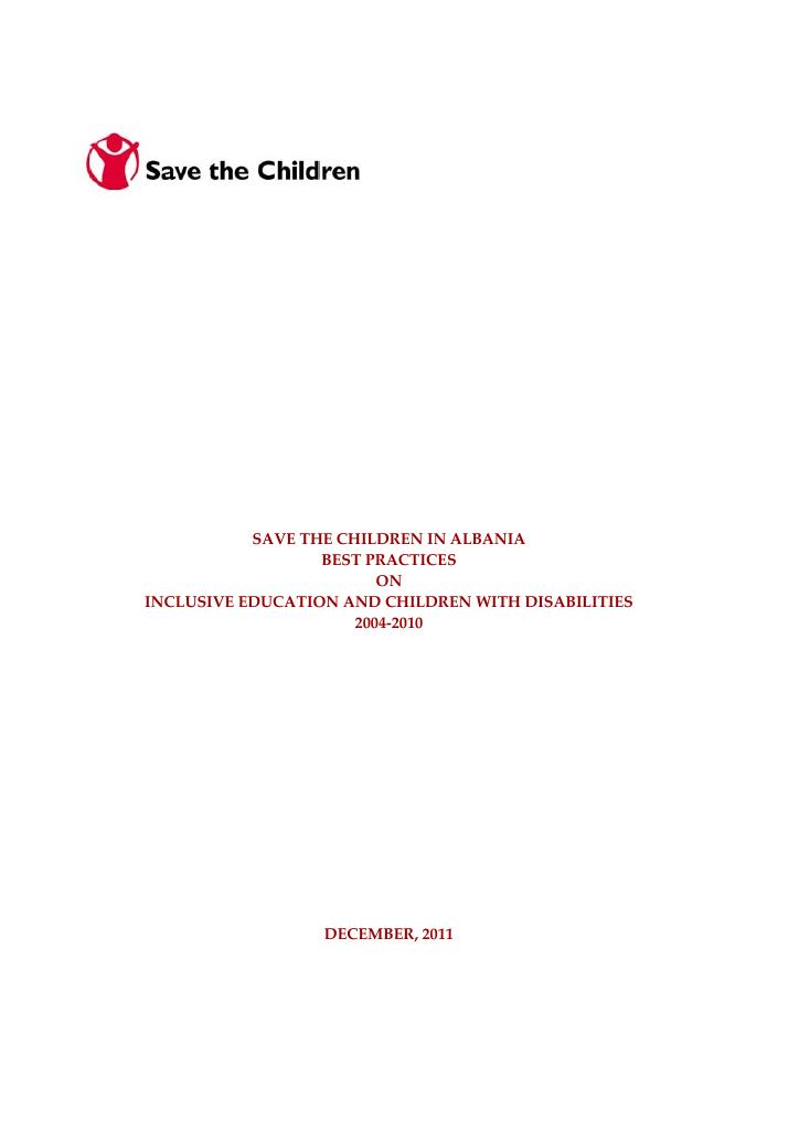 Forsiden av dokumentet Best Practices on “Inclusive Education for Children with Disabilities” 2004-2010
