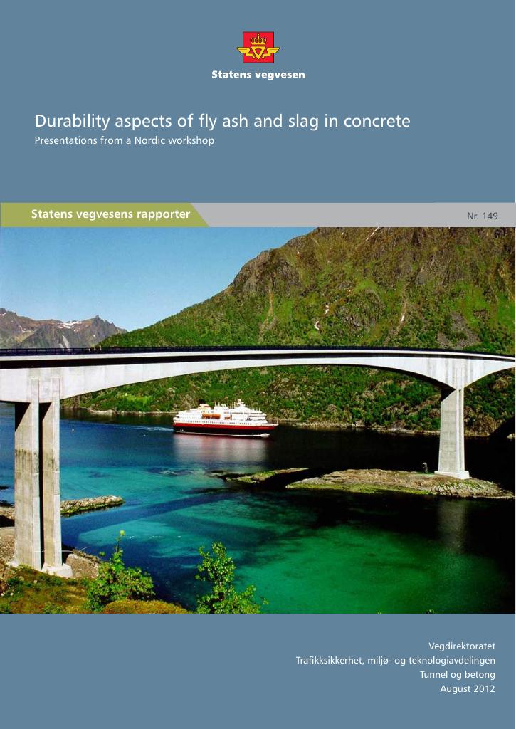 Forsiden av dokumentet Durability aspects of fly ash and slag in concrete