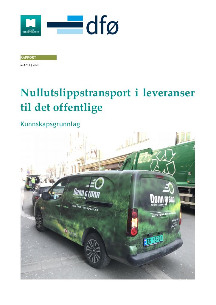 Forsiden av dokumentet Nullutslippstransport i leveranser til det offentlige