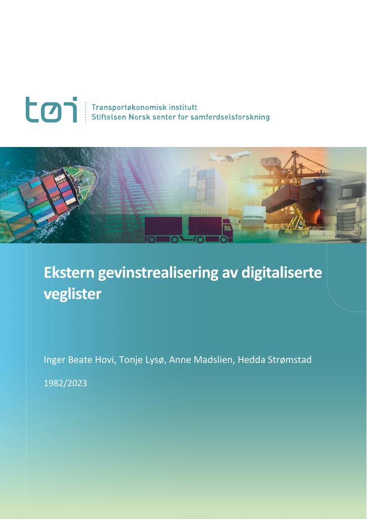 Forsiden av dokumentet Ekstern gevinstrealisering av digitaliserte veglister