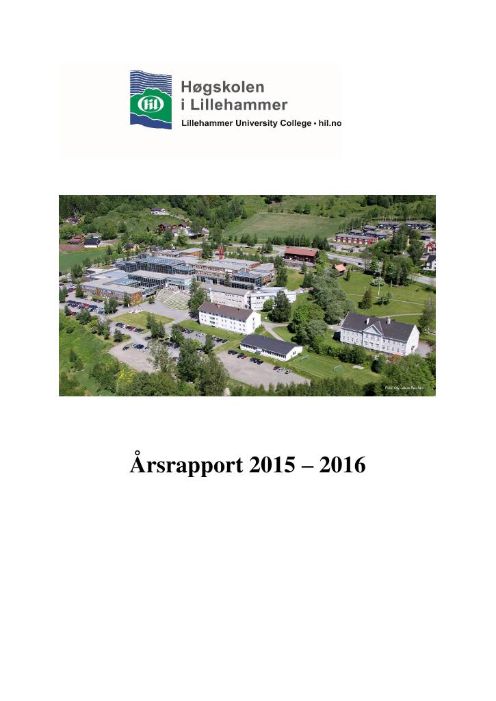 Forsiden av dokumentet Årsrapport Høgskolen i Lillehammer 2015