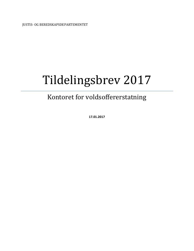 Forsiden av dokumentet Tildelingsbrev (PDF)