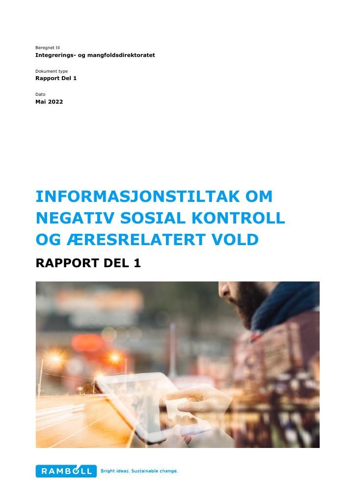 Forsiden av dokumentet Informasjonstiltak om negativ sosial kontroll og æresrelatert vold