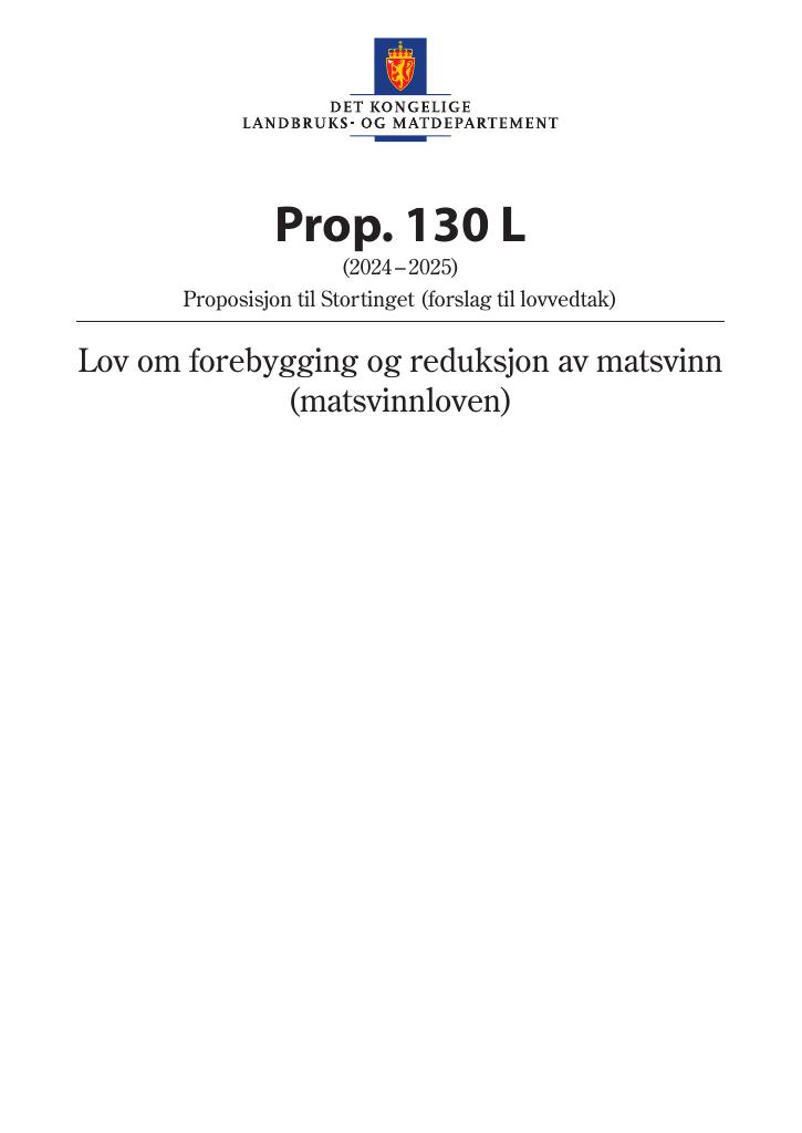 Forsiden av dokumentet Prop. 130 L (2024–2025)