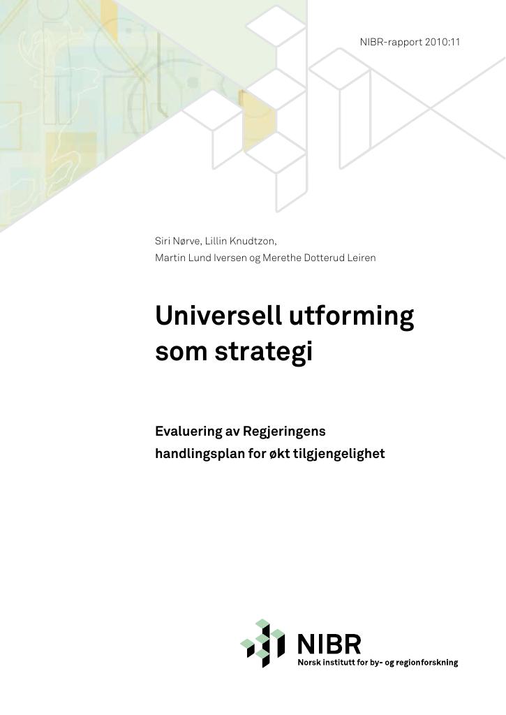 Forsiden av dokumentet Universell utforming som strategi
