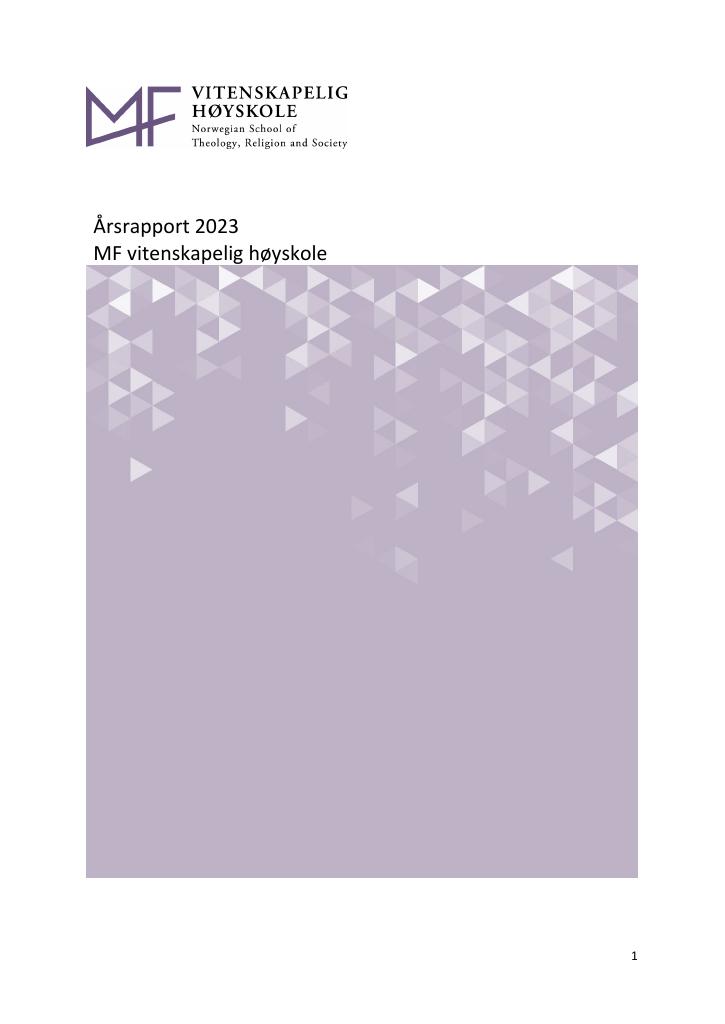 Forsiden av dokumentet Årsrapport MF vitenskapelig høyskole 2023
