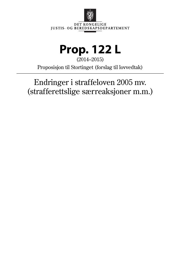 Forsiden av dokumentet Prop. 122 L (2014–2015)