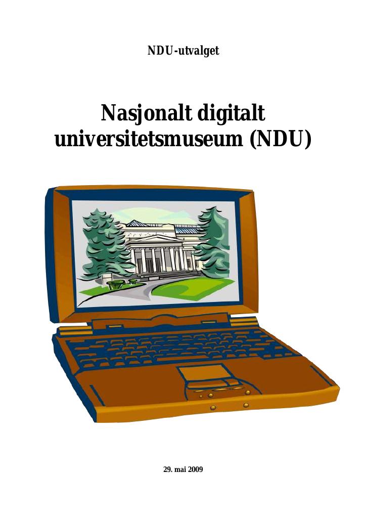 Forsiden av dokumentet Nasjonalt digitalt universitetsmuseum (NDU)