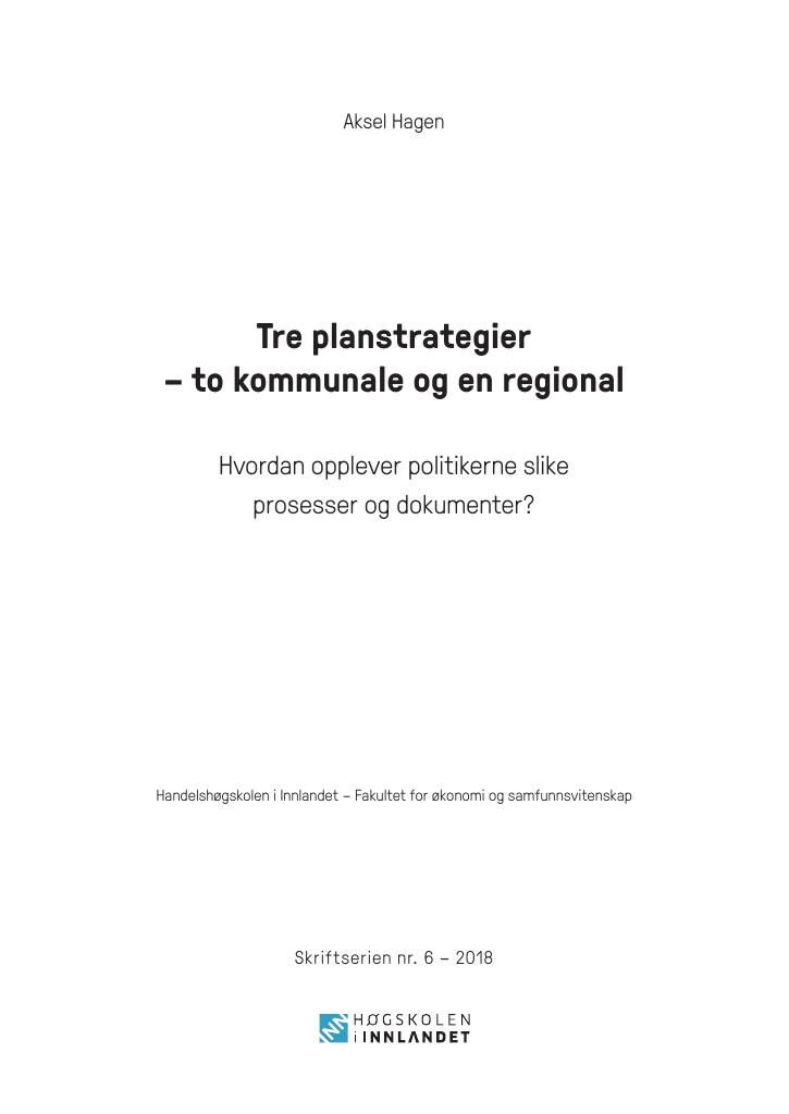 Forsiden av dokumentet Tre planstrategier – to kommunale og en regional